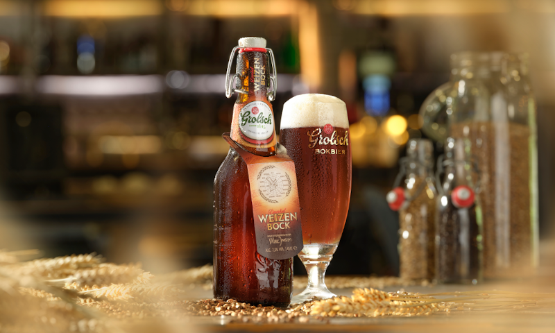 Grolsch Dunkel Weizenbock in bruine beugelfles